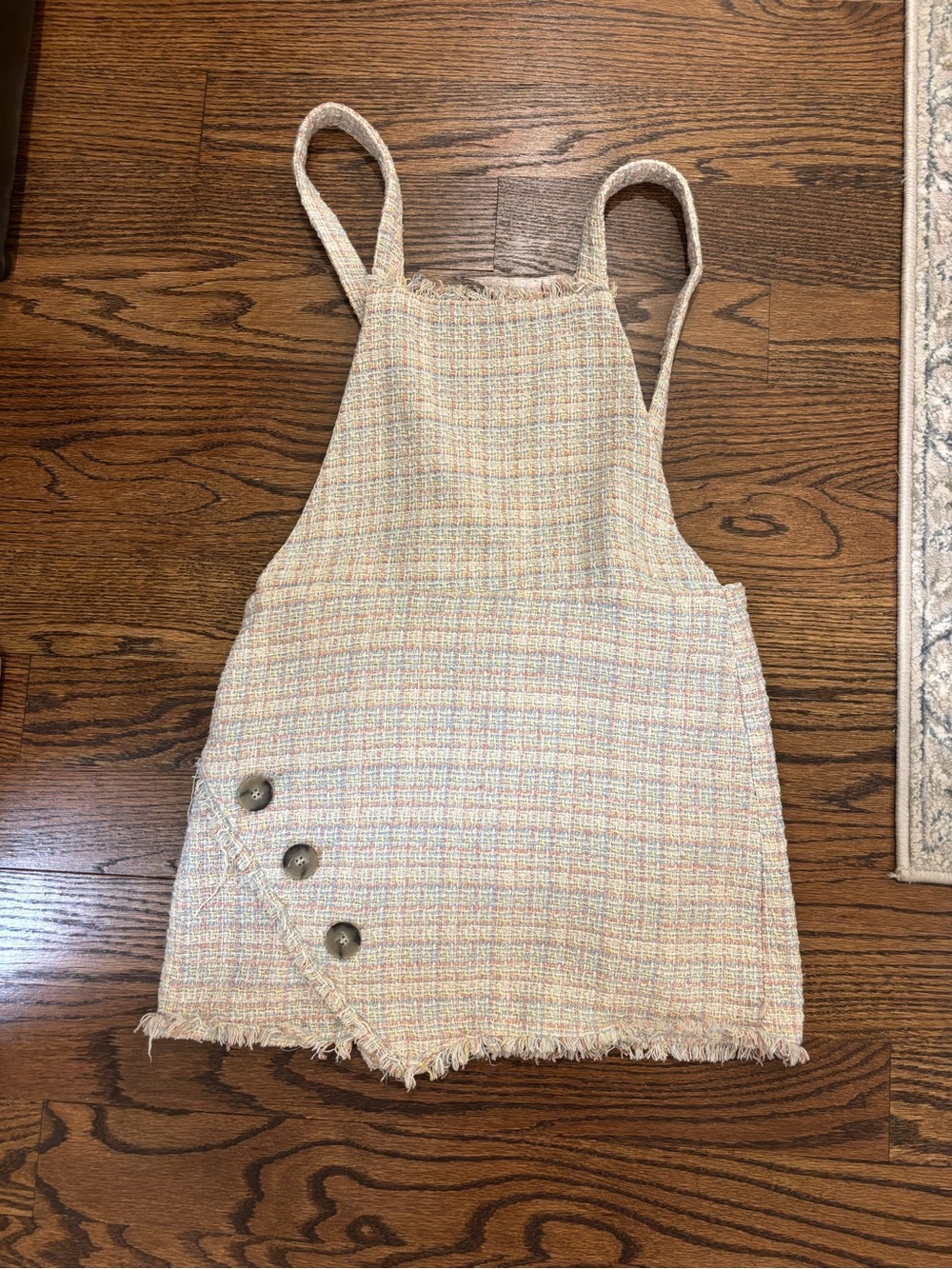 Zara Pastel Multicolor Tweed Pinafore Dress